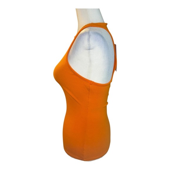 Naked Wardrobe Racerback Tank Top Ribbed Sleeveless Casual Orange Size Small NWT - Picture 3 of 7